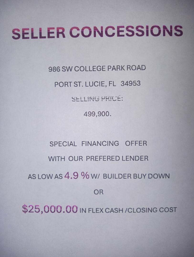 986 Southwest College Park Road Port St. Lucie, FL 34953 - Photo 10 of 10 986 SELLER CONCESSION