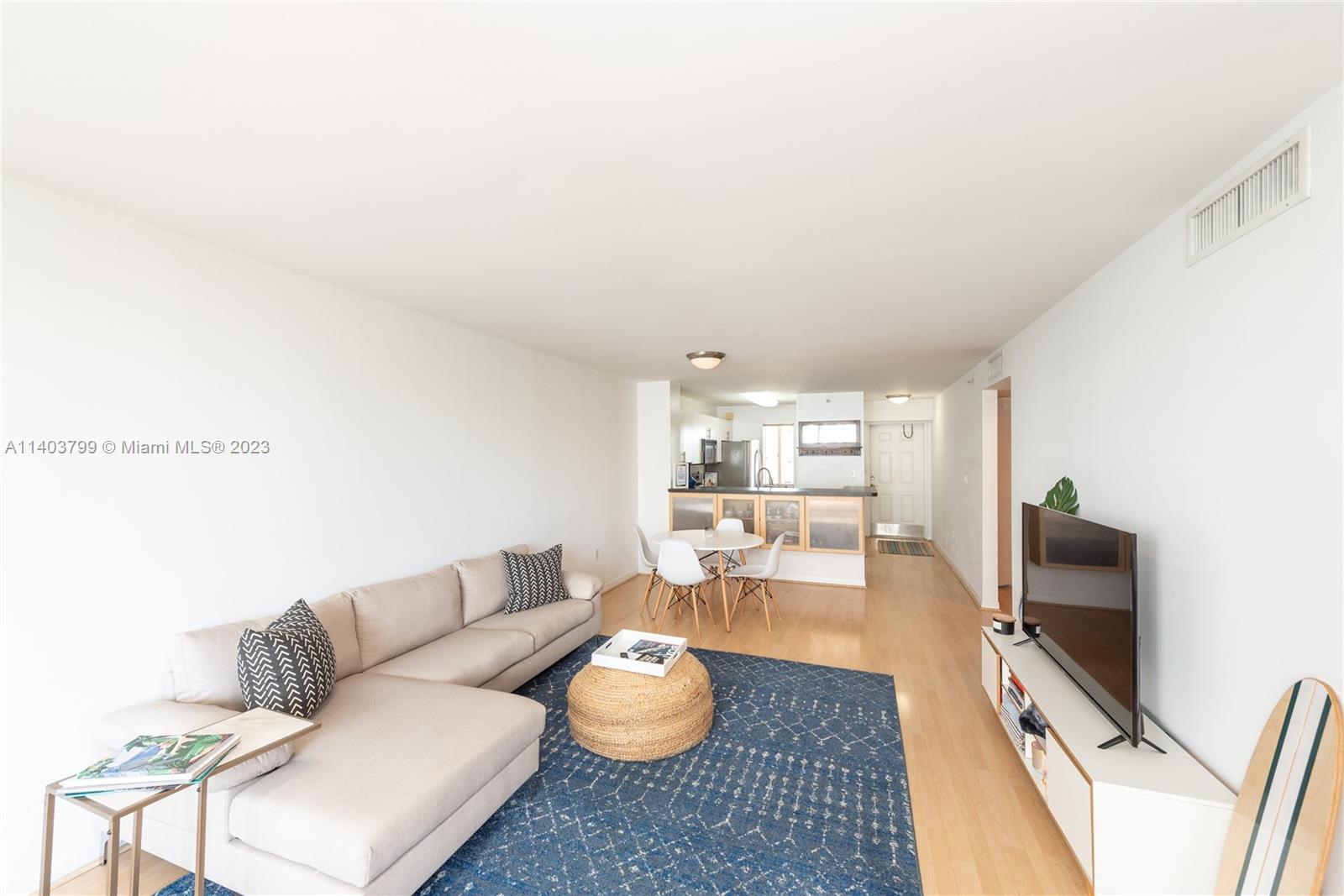 1401 Bay Road, Unit 503 Miami Beach, FL 33139 - Photo 7 of 18 a living room with furniture and a flat screen tv