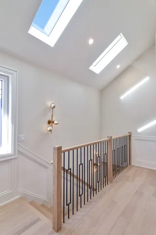 a view of an empty walk in closet