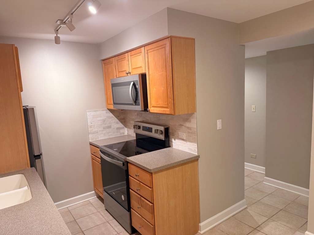 2066 St Johns Avenue, Unit 304 Highland Park, IL 60035 - Photo 7 of 18 a kitchen with stainless steel appliances granite countertop a sink and a refrigerator