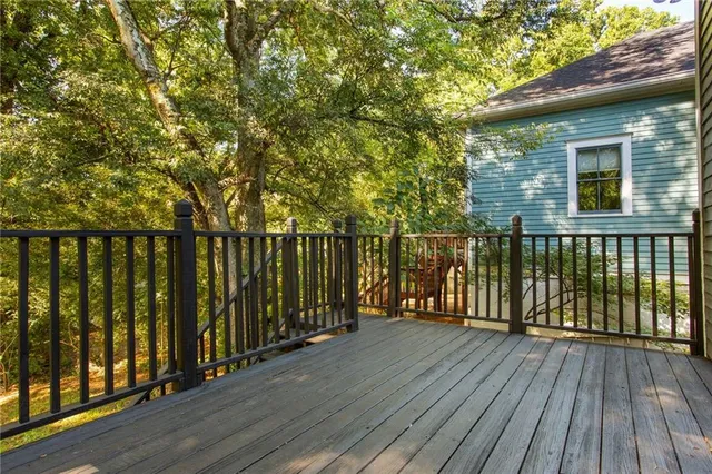 a view of wooden deck