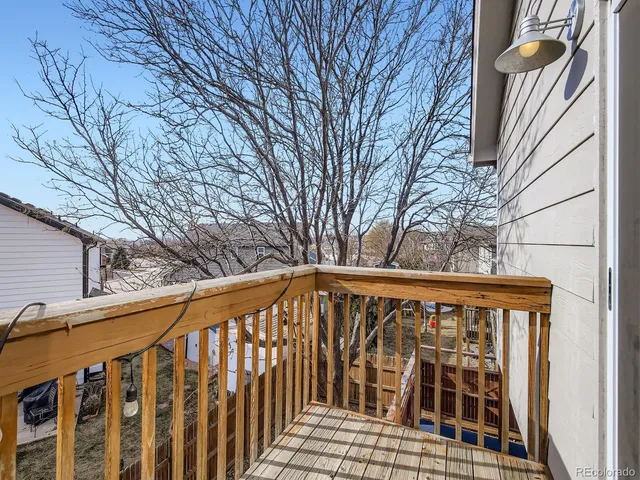 a view of wooden balcony
