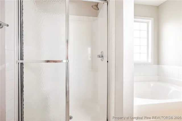a bathroom with a bathtub
