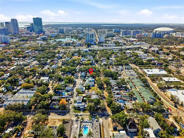 an aerial view of a city