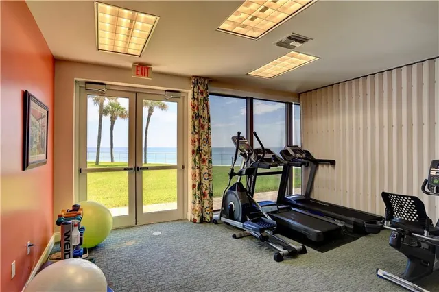 a view of a room with gym equipment