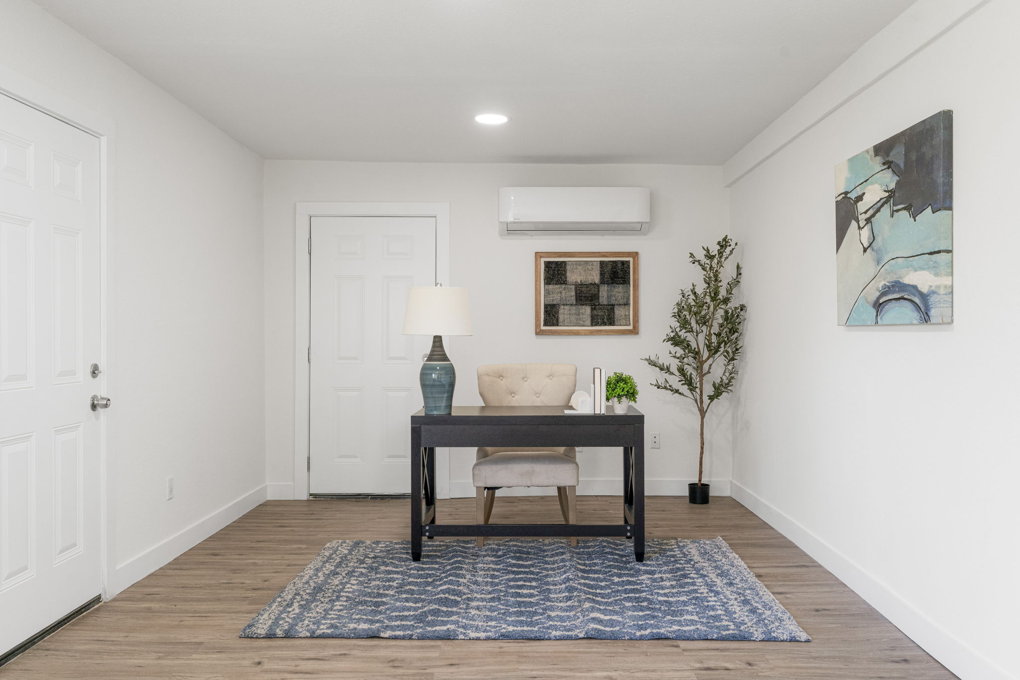 13004 Esplanade Street Austin, TX 78727 - Photo 9 of 36 Bonus room - office/flex space with light wood-style floors, a wall mounted mini split, and recessed lighting