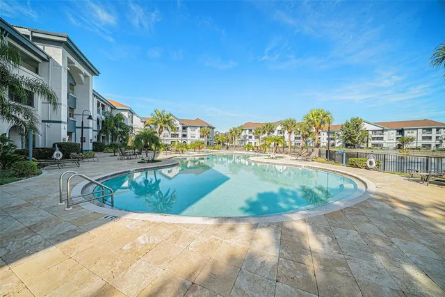 a view of outdoor space and swimming pool