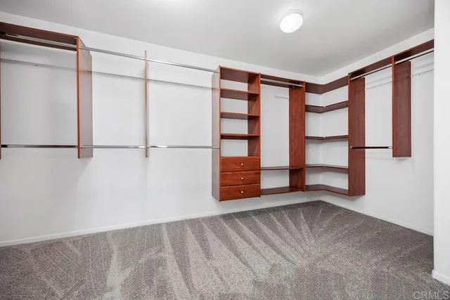 a view of an empty room with closet