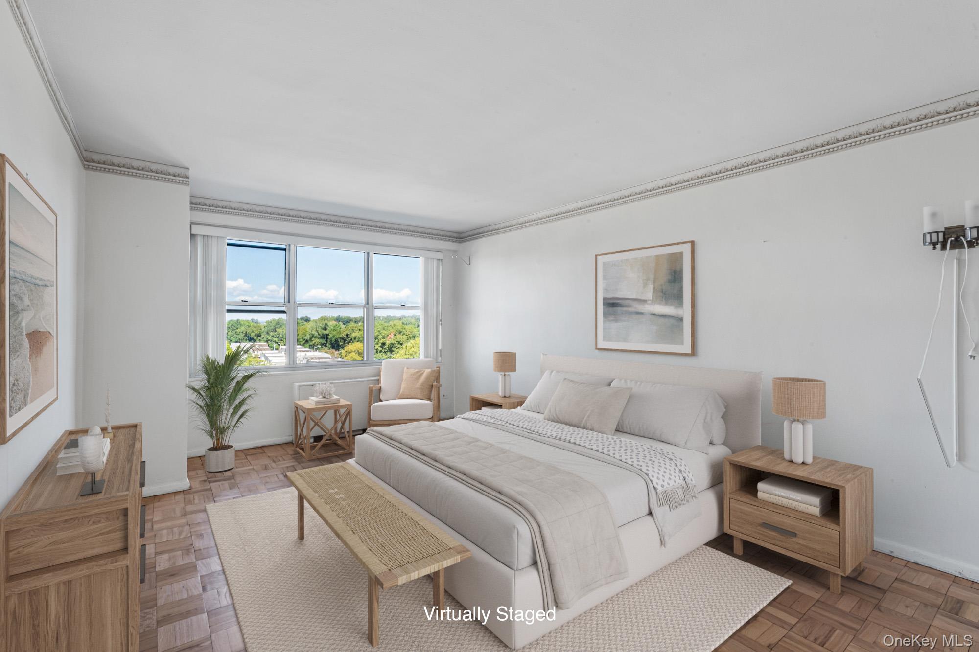 17-85 215th Street, Unit 6A Queens, NY 11360 - Photo 12 of 36 a bedroom with a bed lamps and window