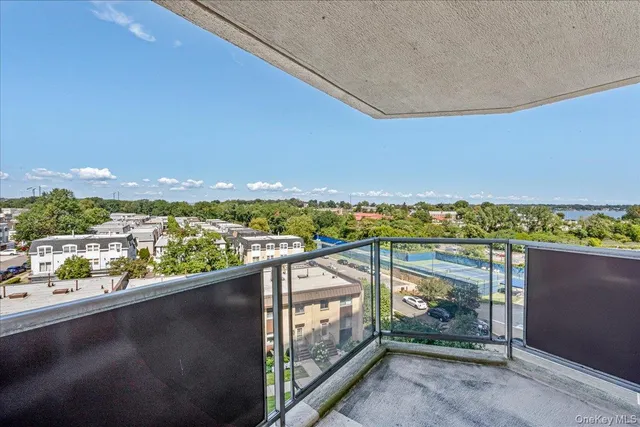 a view of a city from a balcony