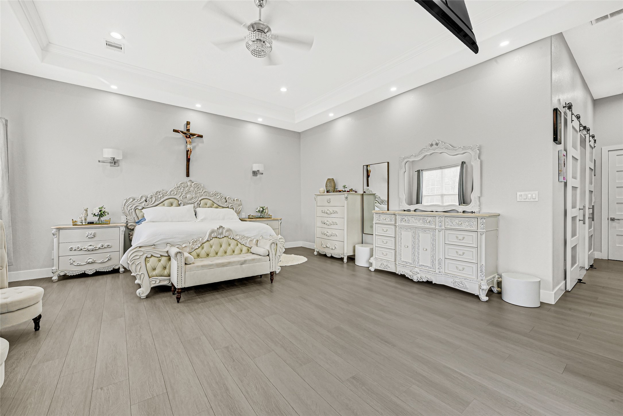 4821 1st Street Houston, TX 77504 - Photo 19 of 48 a bedroom with furniture and a wooden floor