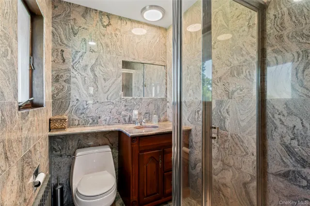 a view of a garden with houses