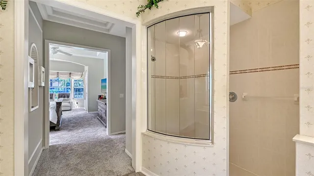 a workspace with a bookshelf