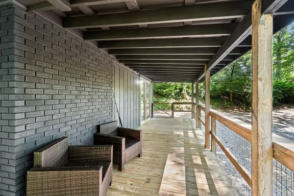 a view of porch with seating space