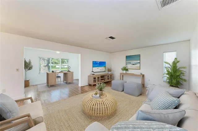 a living room with furniture