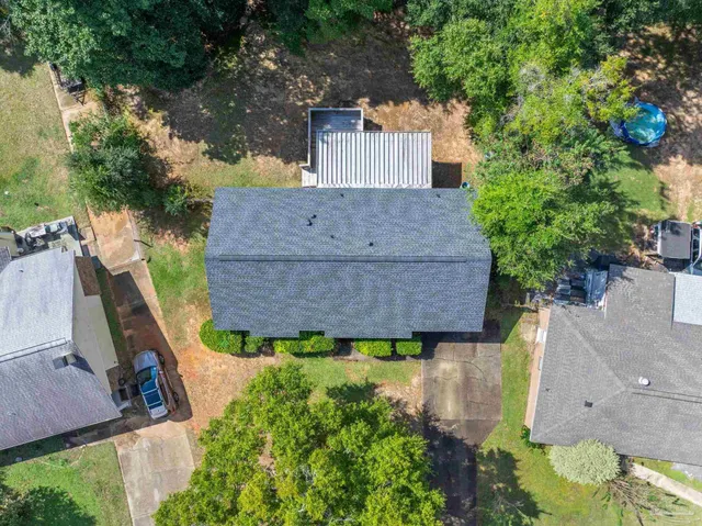 an aerial view of a house