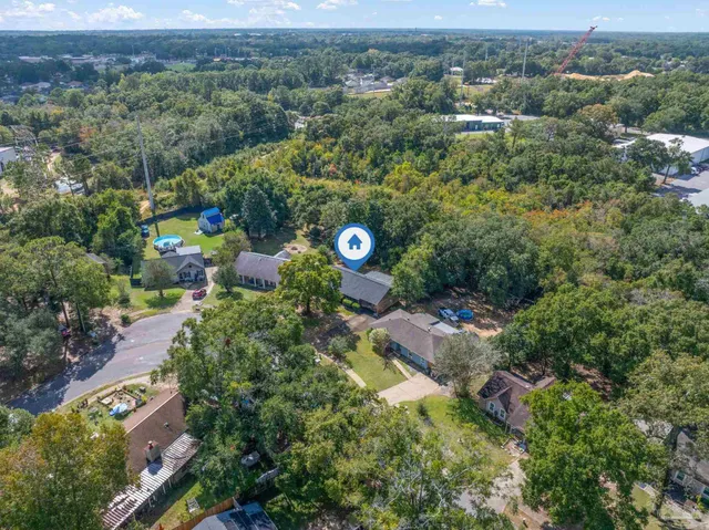 an aerial view of multiple house