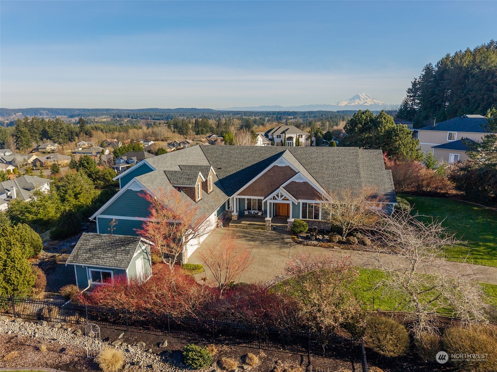 an aerial view of a house