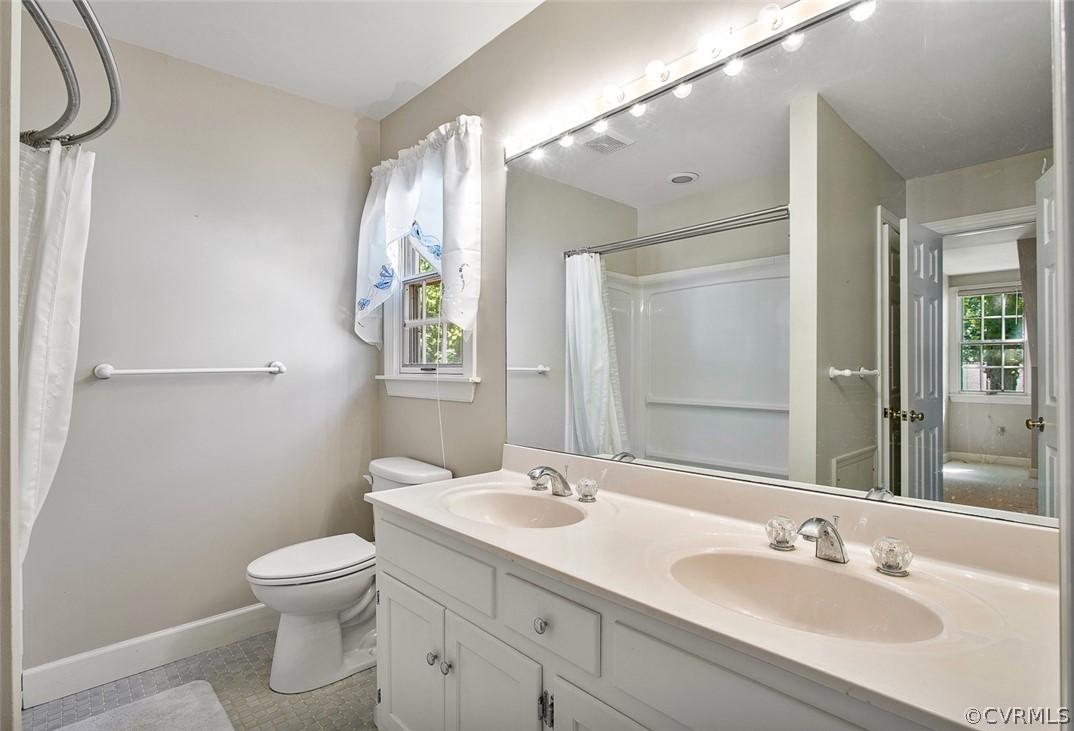 4019 Belspring Road Chester, VA 23831 - Photo 30 of 46 a bathroom with a sink a toilet and shower