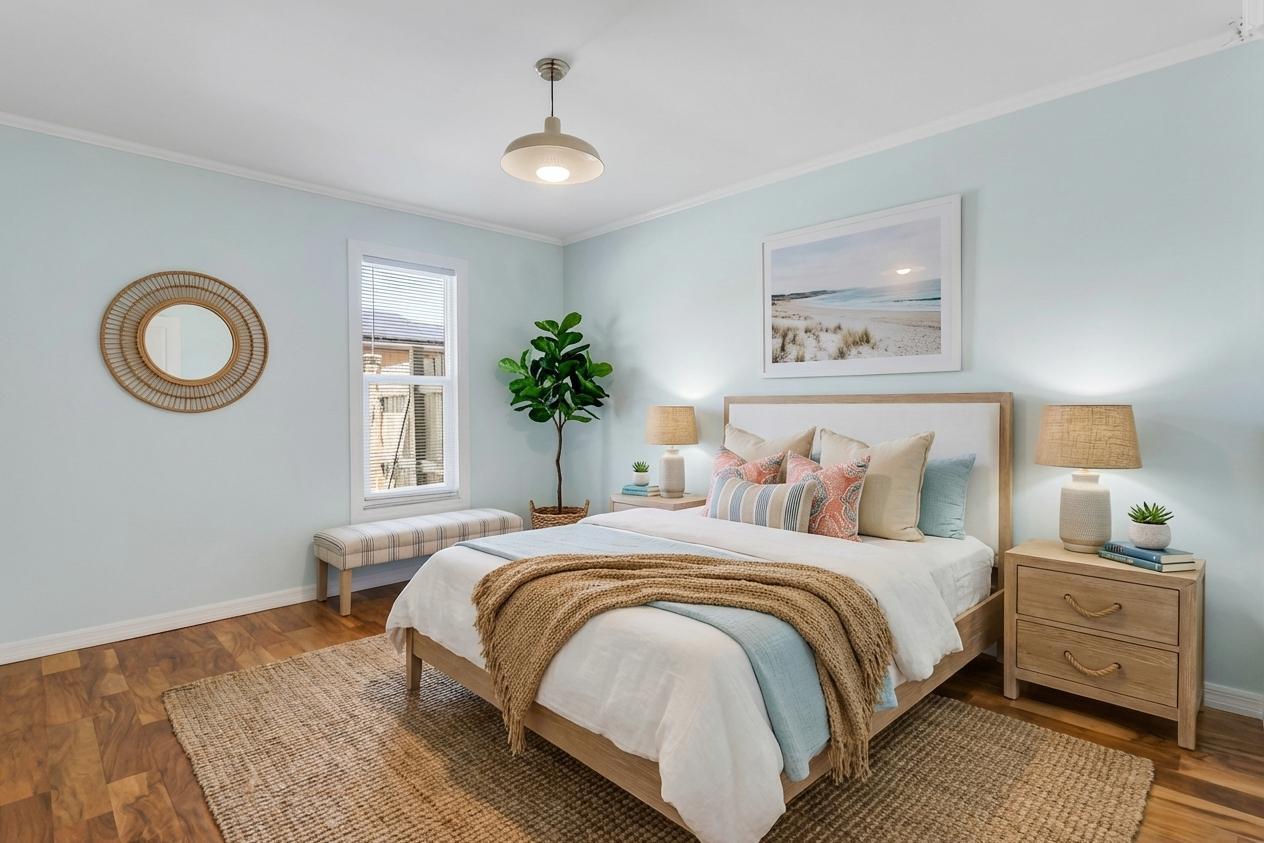 5909 Seagrape Drive Fort Pierce, FL 34982 - Photo 19 of 27 a bedroom with a bed and a lamp