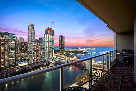 a view of city from a balcony