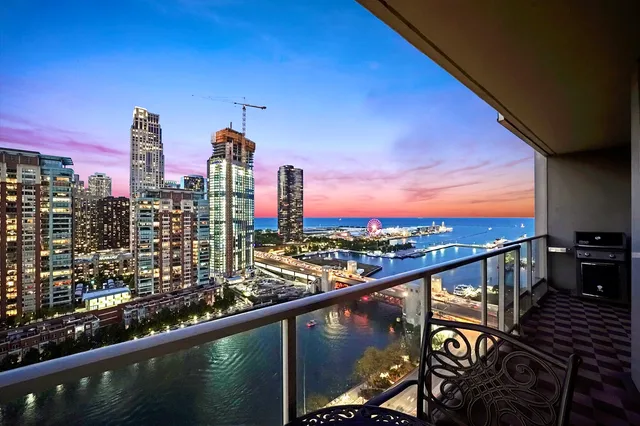 a view of city from a balcony