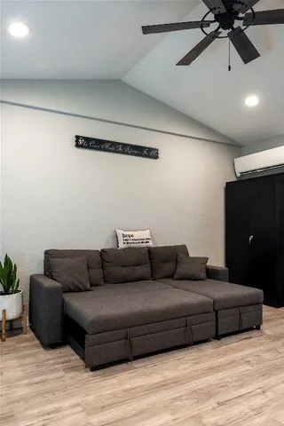 a living room with furniture