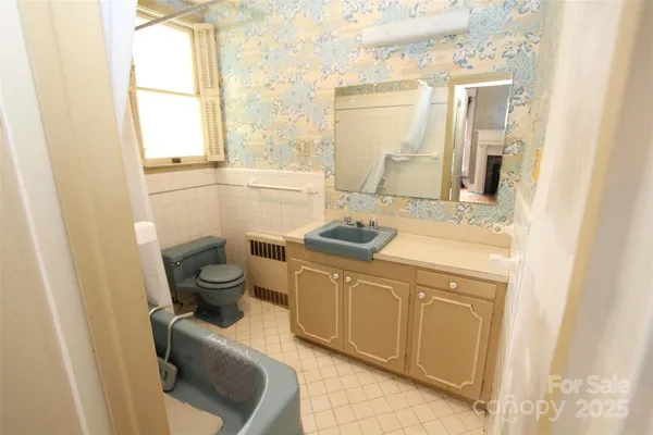 a bathroom with a sink toilet and mirror
