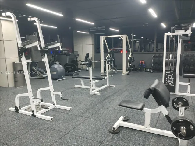 a view of a room with gym equipment