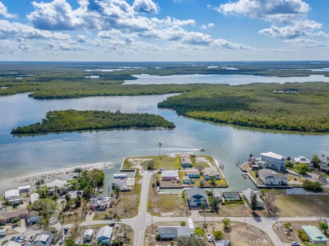 a view of a lake with houses in the back