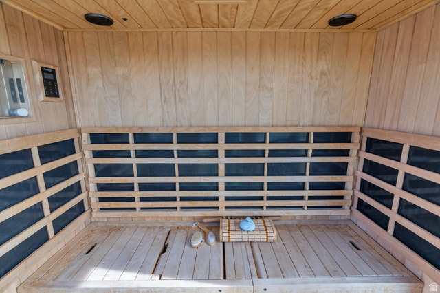 3918 South Mapleton Ests Drive Mapleton, UT 84664 - Photo 82 of 103 Relaxing sauna / steam room with wooden ceiling and wooden walls