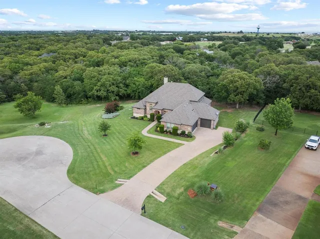 an aerial view of a house