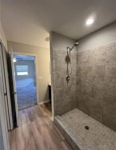 a bathroom with a shower