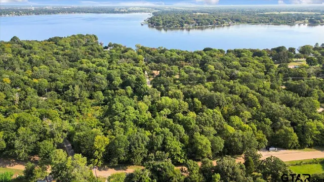 a view of a lake with a yard