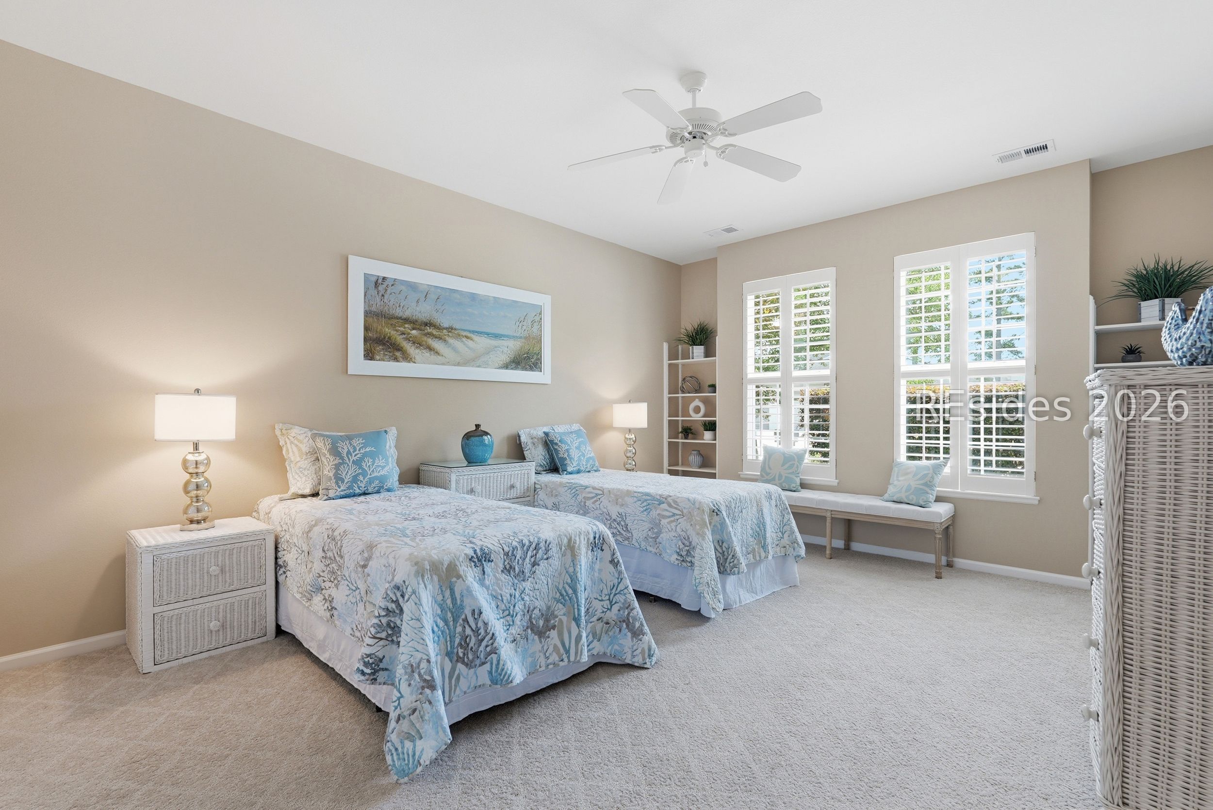 189 Hampton Circle Bluffton, SC 29909 - Photo 19 of 66 Guest bedroom w/built-ins and plantation shutters