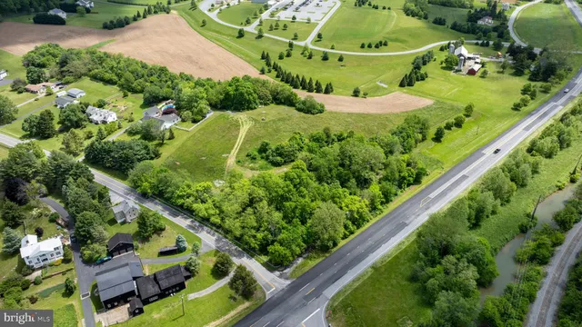 an aerial view of a garden
