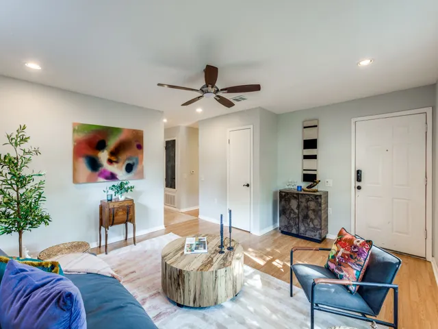 a living room with furniture