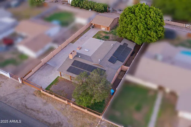 an aerial view of a house