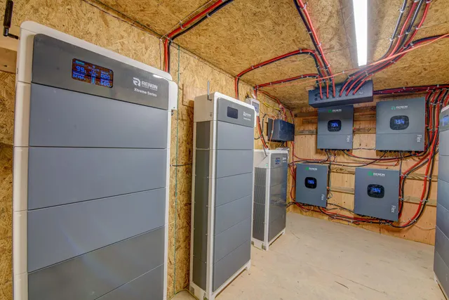 a view of a garage with storage