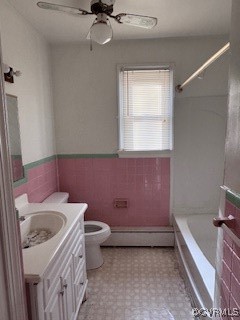 8306 Dade Road Richmond, VA 23227 - Photo 6 of 8 Full bathroom featuring tile walls, toilet, ceilin