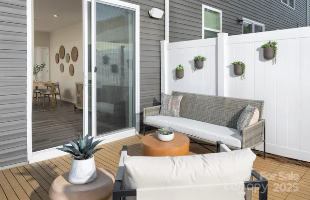 a view of a patio in the balcony