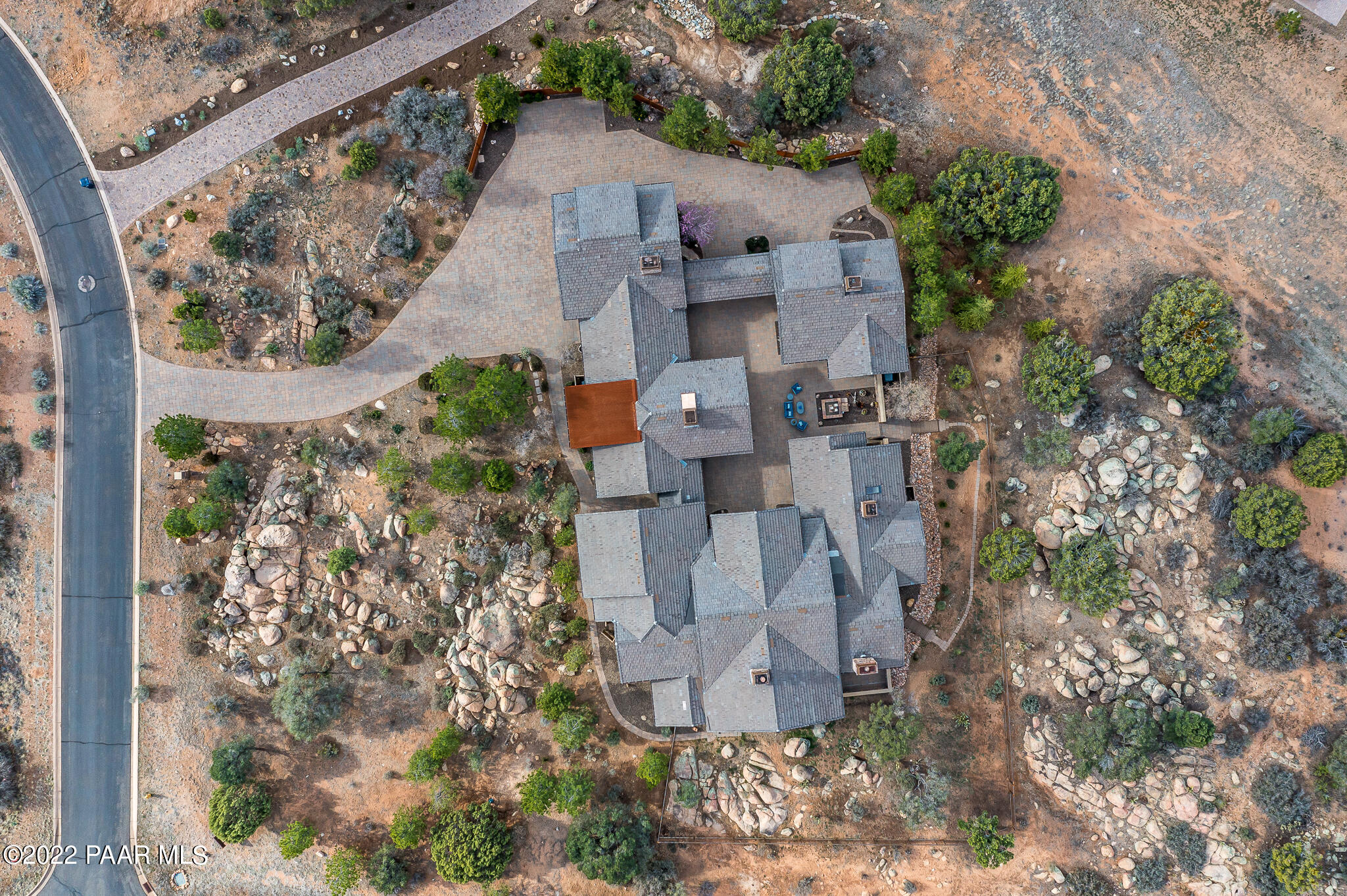 5350 West Three Forks Road Prescott, AZ 86305 - Photo 89 of 90 a aerial view of a house with a yard and large tree