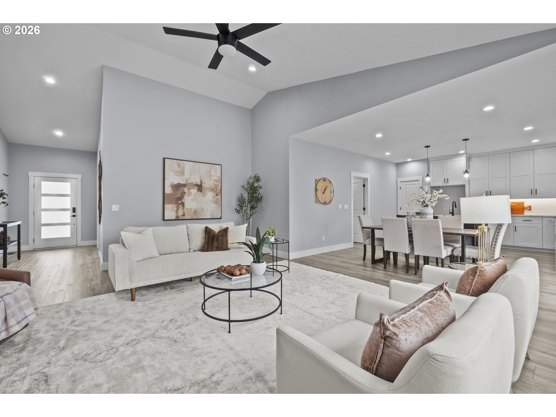 819 Riley Drive Northeast Silverton, OR 97381 - Photo 4 of 38 a living room with furniture and kitchen view
