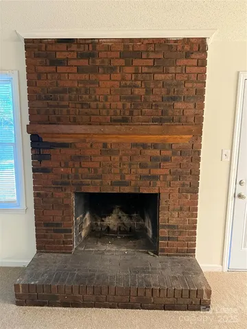 a stone fireplace