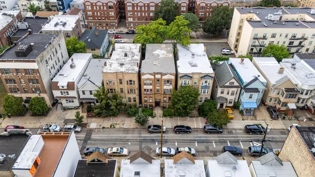 an aerial view of multiple houses