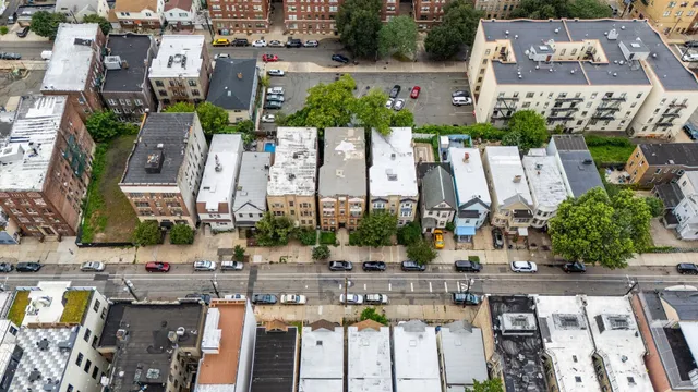 a view of a city with tall buildings