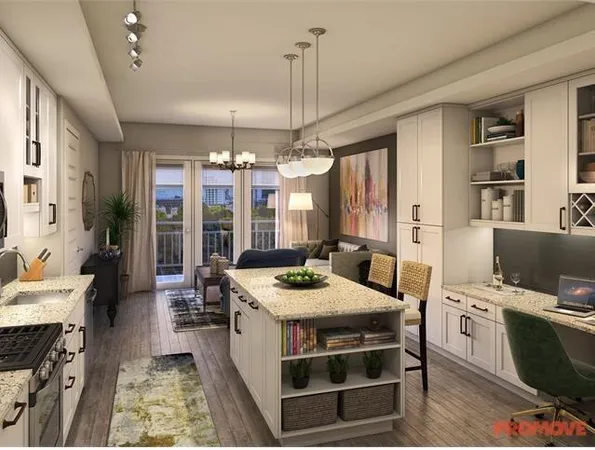 a kitchen with a stove and a refrigerator