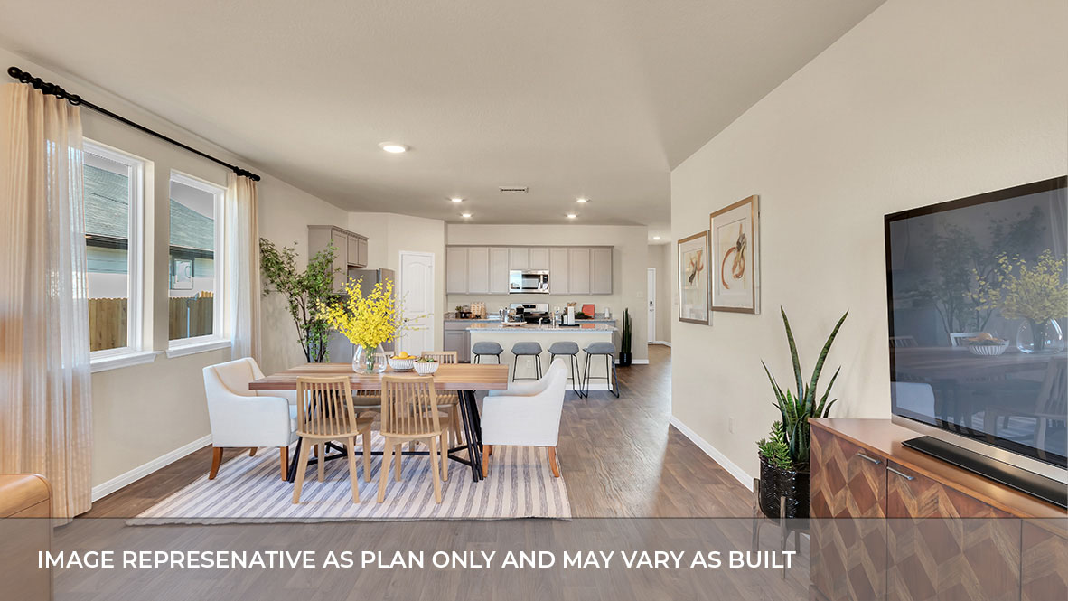 183 Balmorhea Street Kyle, TX 78640 - Photo 21 of 34 a view of a dining room with furniture and a potted plant
