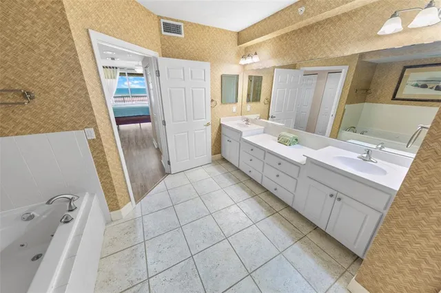 a view of a ocean with a building