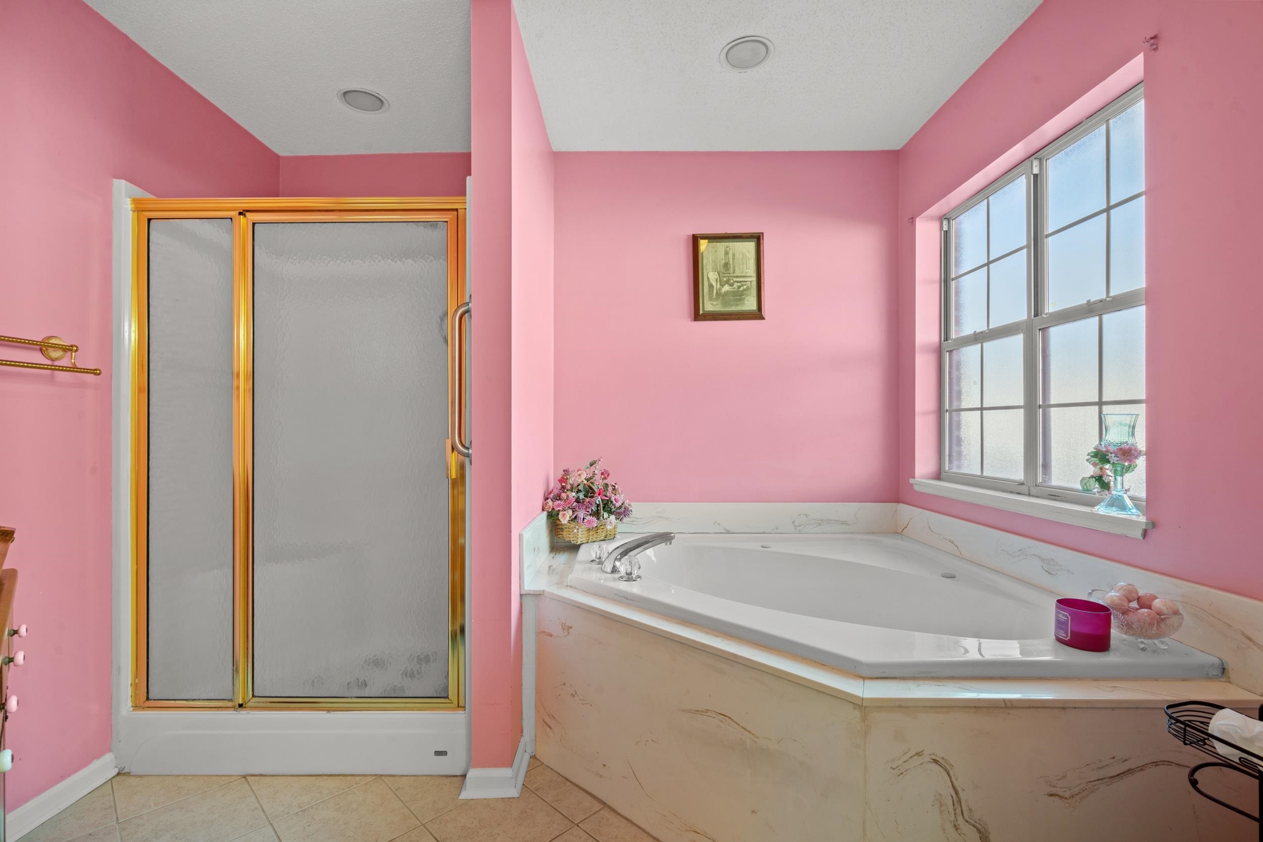 3106 Robyn Court Little River, SC 29566 - Photo 16 of 37 Full bathroom featuring a shower stall, a garden tub, and light tile patterned flooring
